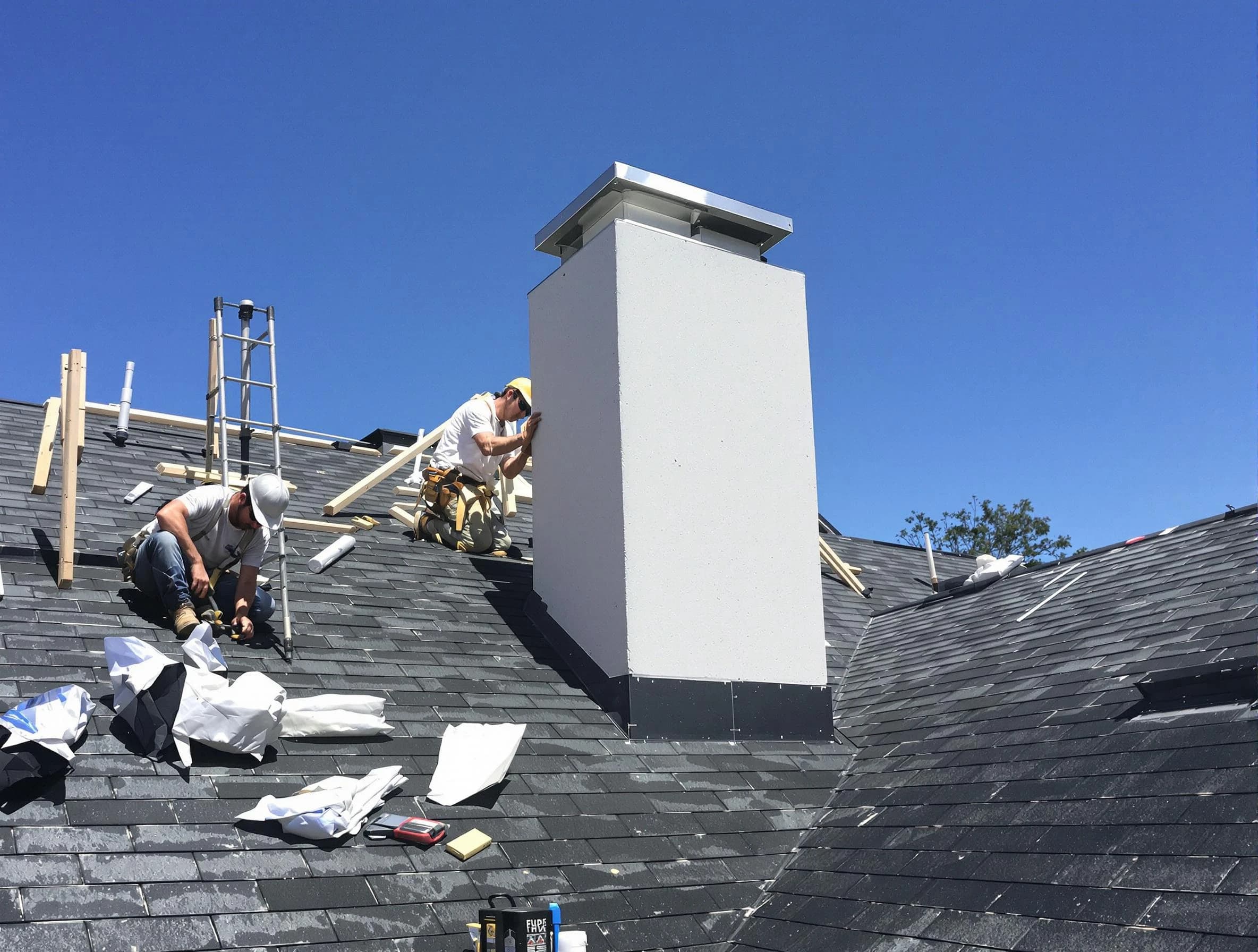 Los Lunas Chimney Sweep crew installing a new chimney in Los Lunas, NM