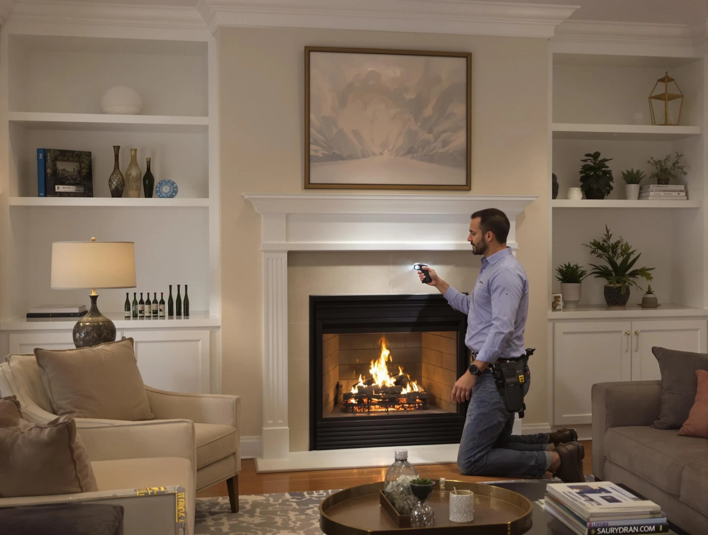 Los Lunas Chimney Sweep conducting a fireplace safety inspection in Los Lunas, NM