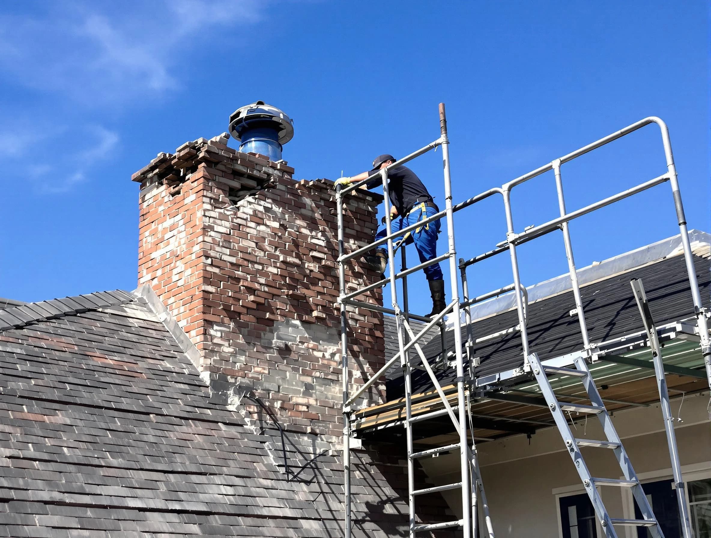 Rebuilding a chimney structure by Los Lunas Chimney Sweep in Los Lunas, NM