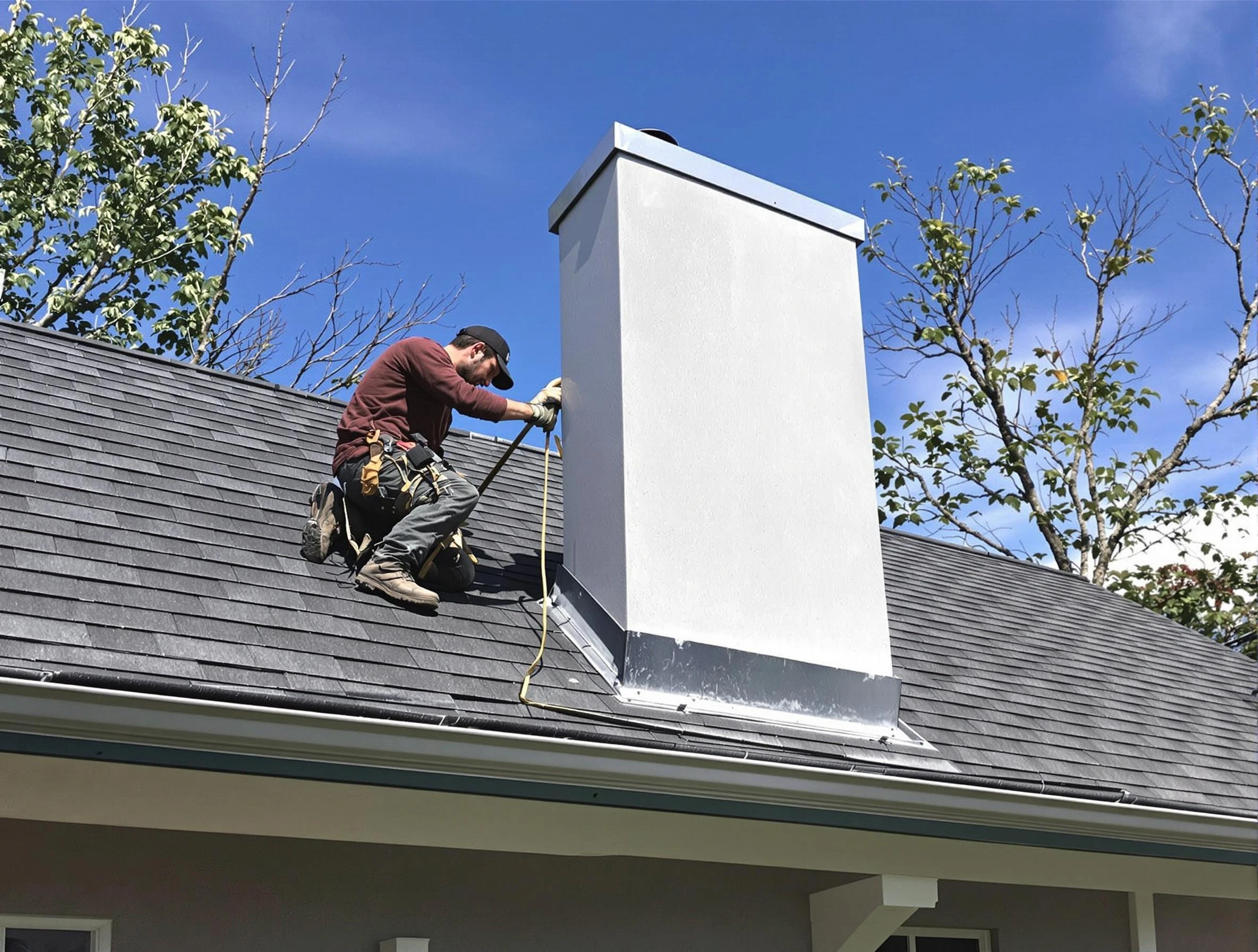 Los Lunas Chimney Sweep team member finishing chimney construction in Los Lunas, NM