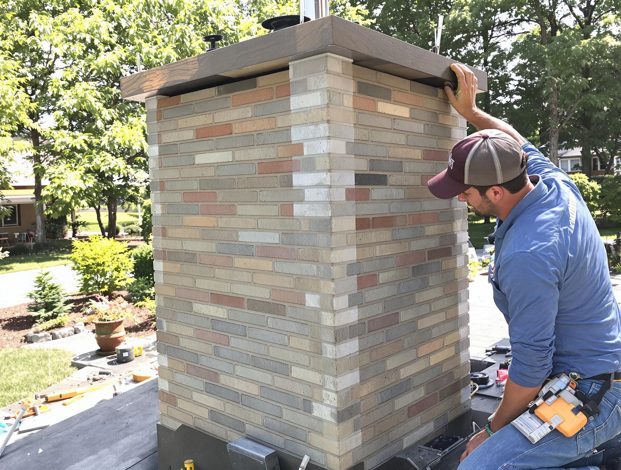 Los Lunas Chimney Sweep completing a modern chimney remodel in Los Lunas, NM