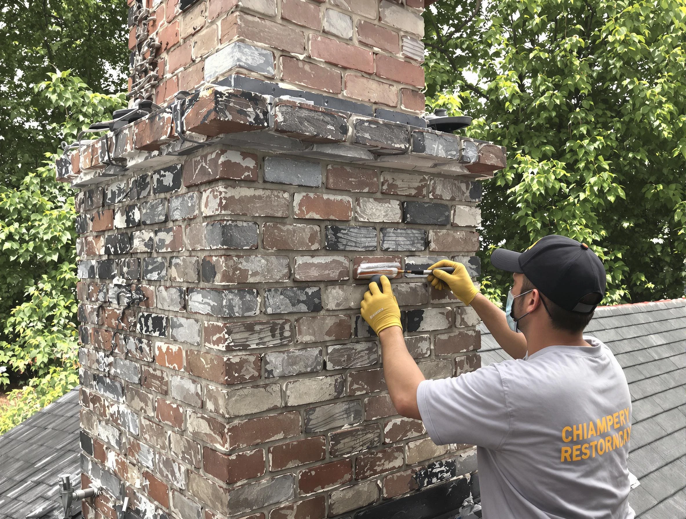 In-progress chimney restoration by Los Lunas Chimney Sweep in Los Lunas, NM